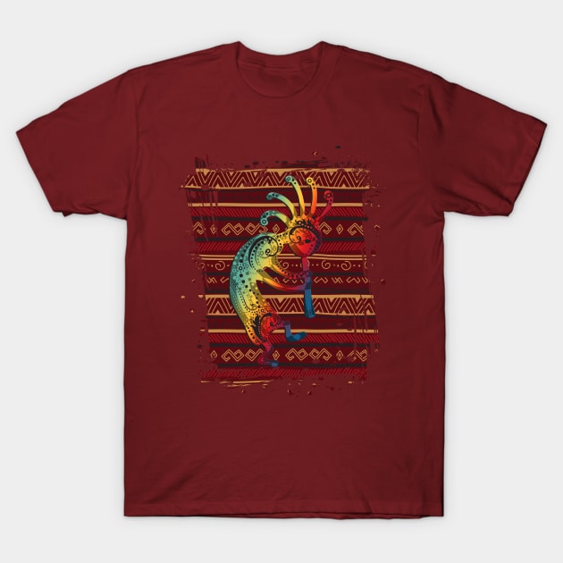 Native American Kokopelli - Ethno Border pattern 1 T-Shirt by EDDArt